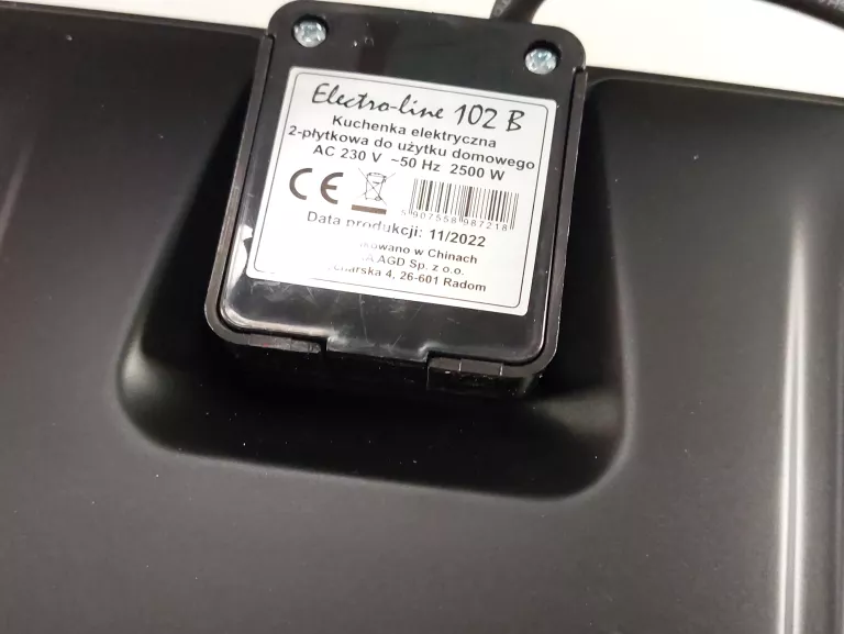 KUCHENKA ELEKTRYCZNA DWA PALNIKI ELECTROLINE 102B