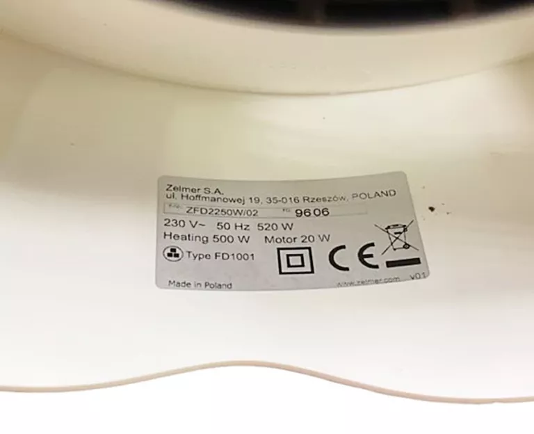 SUSZARKA ZELMER ZFD2250W/02 DO GRZYBÓW I OWOCÓW ZESTAW