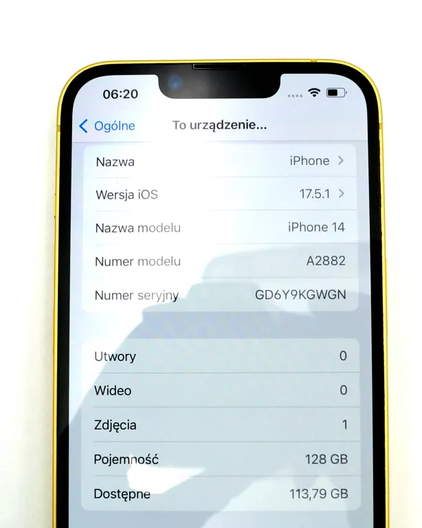 TELEFON IPHONE 14 128GB  ŻÓŁTY (99% KONDYCJI)