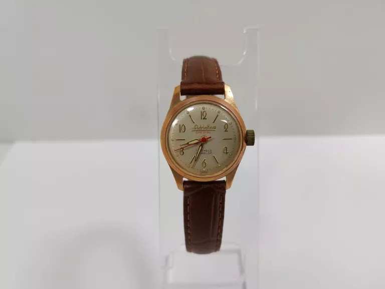 ZEGAREK DAMSKI NAKRĘCANY ADRIATICA SPEZIAL 5218 ZŁOCONY 17 KAMIENI