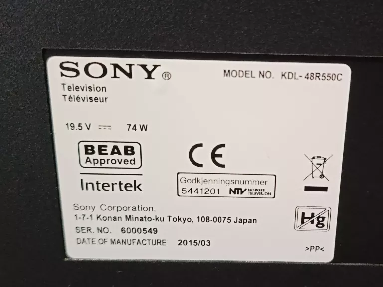 TV SONY BRAVIA KDL-48R550C 48'' FULL HD