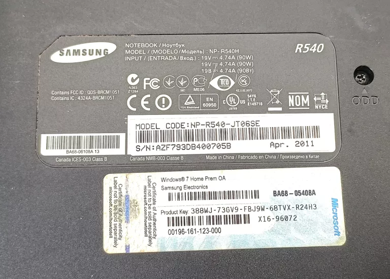 LAPTOP SAMSUNG NP-R540 + ŁAD