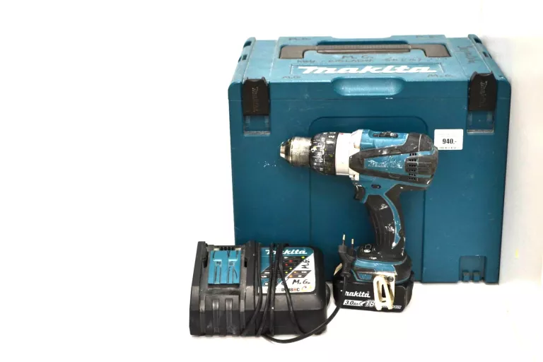 WKRĘTARKA MAKITA DHP458 , WALIZKA ,BATERIA ORAZ ŁAD. MAKITA