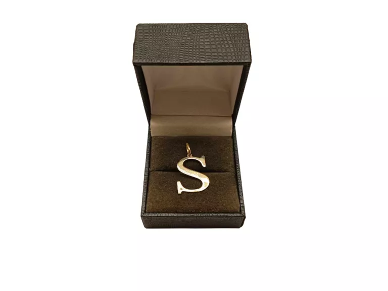 ZŁOTY WISIOREK LITERKA S Z BRYLANTEM PR.585 0,01 CT CERTYFIKAT