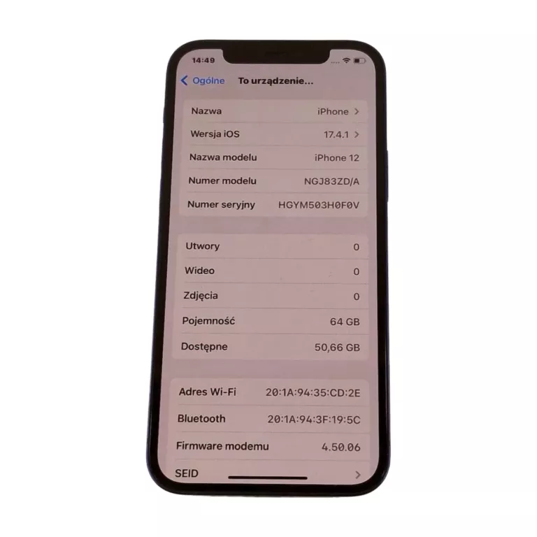 TELEFON APPLE IPHONE 12 - 64 GB BEZ WAD I BLOKAD BATERIA 100%