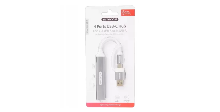 HUB USB-C & USB-A DO 4 X USB-A SITECOM DO WINDOWS, APPLE MAC & CHROMEBOOKS