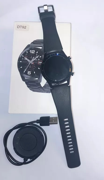 SMARTWATCH DT92 CZARNY / PUDEŁKO ŁADOWARKA