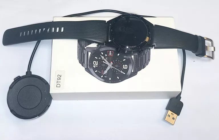 SMARTWATCH DT92 CZARNY / PUDEŁKO ŁADOWARKA