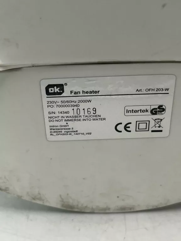 TERMOWENTYLATOR OK OFH 203-W