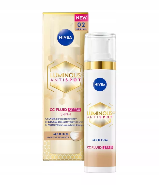 NIVEA LUMINOUS PRZECIW PRZEBARWIENIOM KREM CC SPF 30, ODCIEŃ 02/MEDIUM,40M