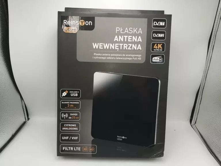 ANTENA WEWNĘTRZNA REINSTON ULTRA PŁASKA DVB-T2 EAN004 KOMPLET