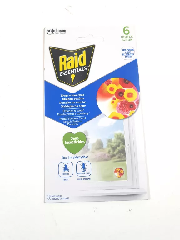 RAID ESSENTIALS PUŁAPKA NA MUCHY NAKLEJKA NA OKNO