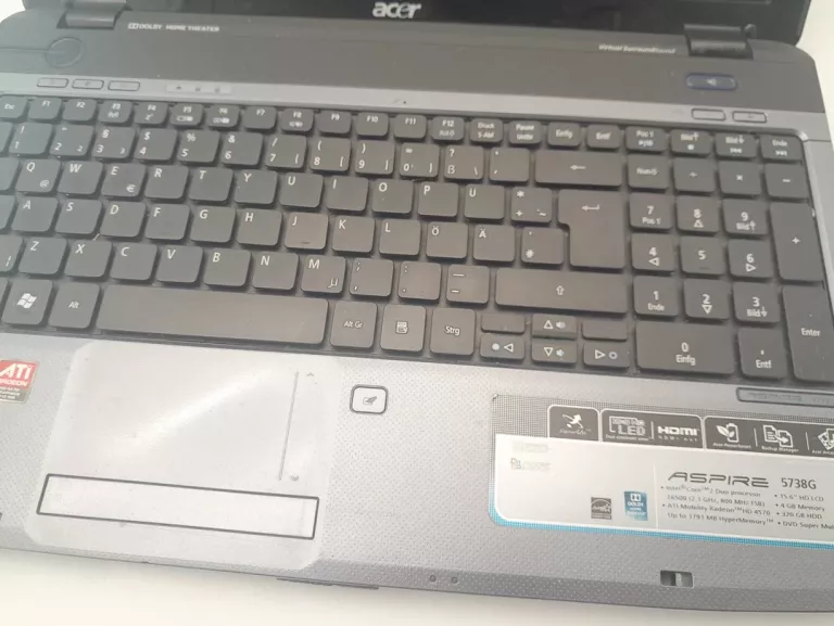 LAPTOP ACER ASPIRE 5738G BEZ ZASILACZA