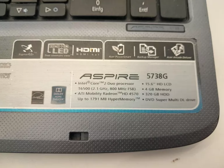 LAPTOP ACER ASPIRE 5738G BEZ ZASILACZA