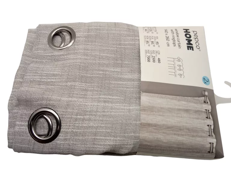 ZASŁONY PEPCO HOME 2X140-260CM SREBRNE