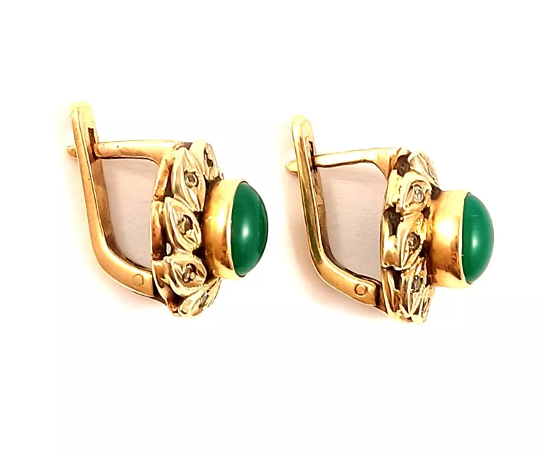 zlote-kolczyki-zielony-kamien-cyrkonie-pr585-830g-stan-11323-2