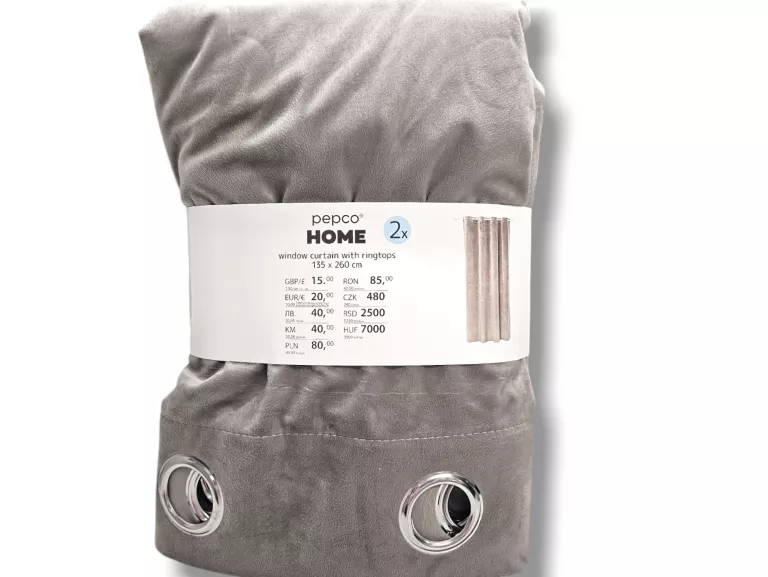 ZASŁONY SZARE WELUR PEPCO 2X135-260CM