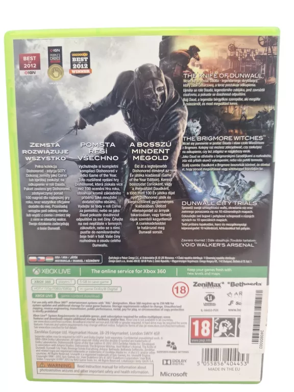 GRA XBOX 360 DISHONORED GAME OF YEAR EDITION