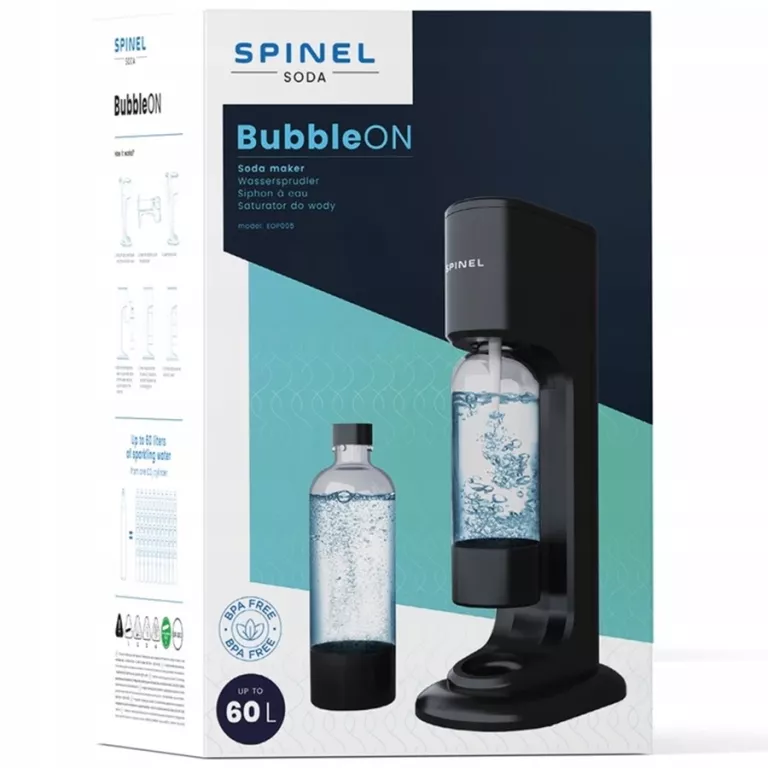 NOWOŚĆ! SATURATOR SPINEL SODA BUBBLEON CZARNY + 2 BUTELKI ZESTAW STARTOWY