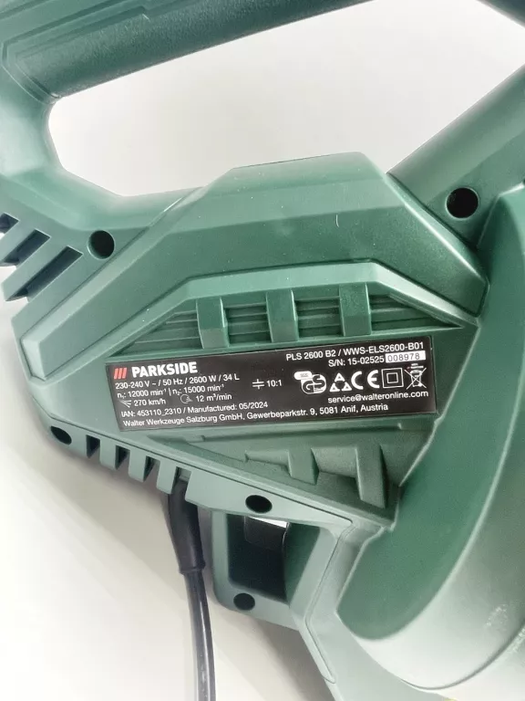 PARKSIDE ELEKTRYCZNY ODKURZACZ I DMUCHAWA DO LIŚCI PLS 2600 B2, 2600 W, 3W