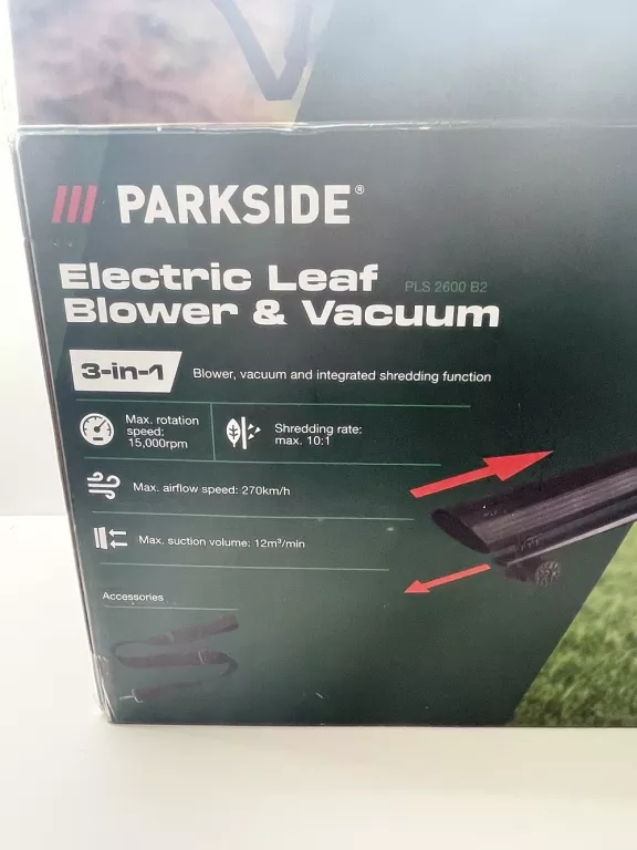 PARKSIDE ELEKTRYCZNY ODKURZACZ I DMUCHAWA DO LIŚCI PLS 2600 B2, 2600 W, 3W