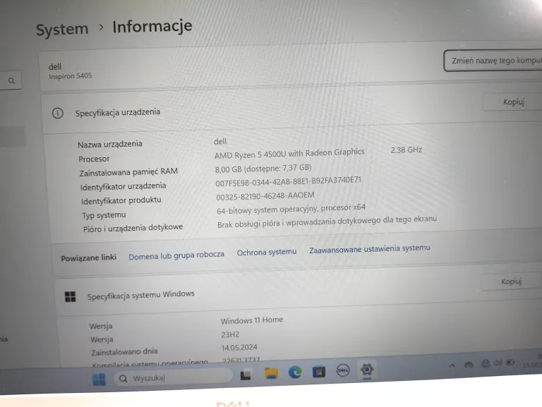 LAPTOP DELL INSPIRON 5405 AMD RYZEN 5 14" 8GB RAM 512 SSD