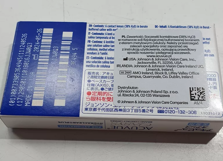 SOCZEWKI ACUVUE OASYS 6 SZTUK -1,25 -1,75 DO 01.04.2029