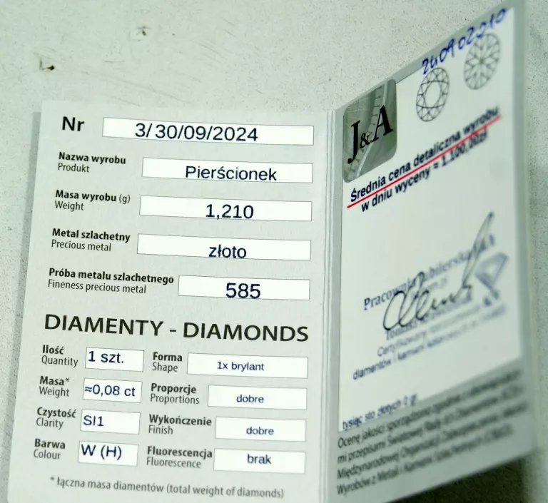 WYJĄTKOWY ZARĘCZYNOWY ZŁOTY PIERŚCIONEK Z BRYLANTEM 14K