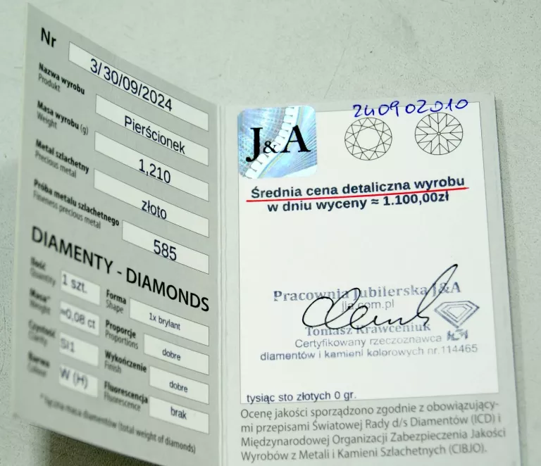 WYJĄTKOWY ZARĘCZYNOWY ZŁOTY PIERŚCIONEK Z BRYLANTEM 14K