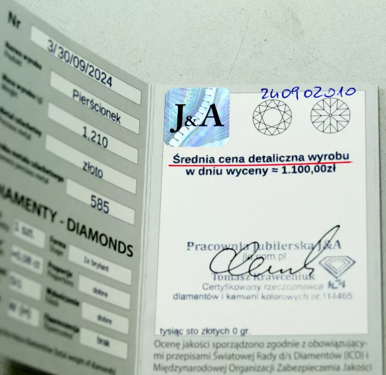 WYJĄTKOWY ZARĘCZYNOWY ZŁOTY PIERŚCIONEK Z BRYLANTEM 14K