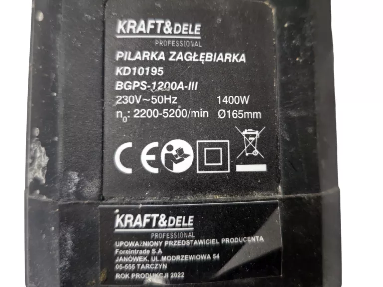 PILARKO-ZAGŁĘBIARKA KRAFT&DELE KD10195 1400W 165MM