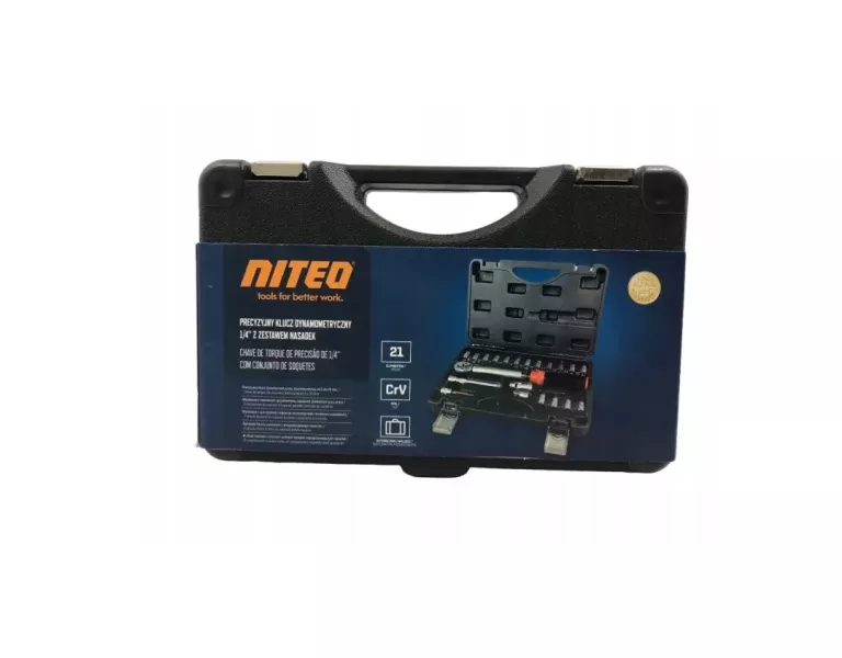 PRECYZYJNY KLUCZ DYNAMOMETRYCZNY 1/4'' Z ZESTAWEM NASADEK NITEO TOOLS