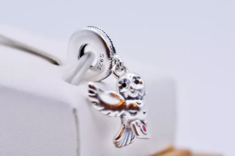 SR375 SREBRO 925 CHARMS DO BRANSOLETKI MODUŁOWEJ SOWA HEDWIGA HARRY POTTER