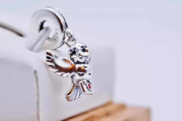SR375 SREBRO 925 CHARMS DO BRANSOLETKI MODUŁOWEJ SOWA HEDWIGA HARRY POTTER