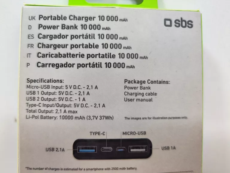 POWERBANK SBS 10000 MAH