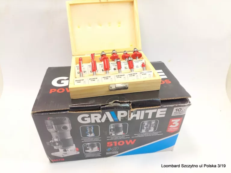 GRAPHITE FREZARKA KRAWĘDZIOWA TRYMER DO KRAWĘDZI 510W 59G718 + FREZY