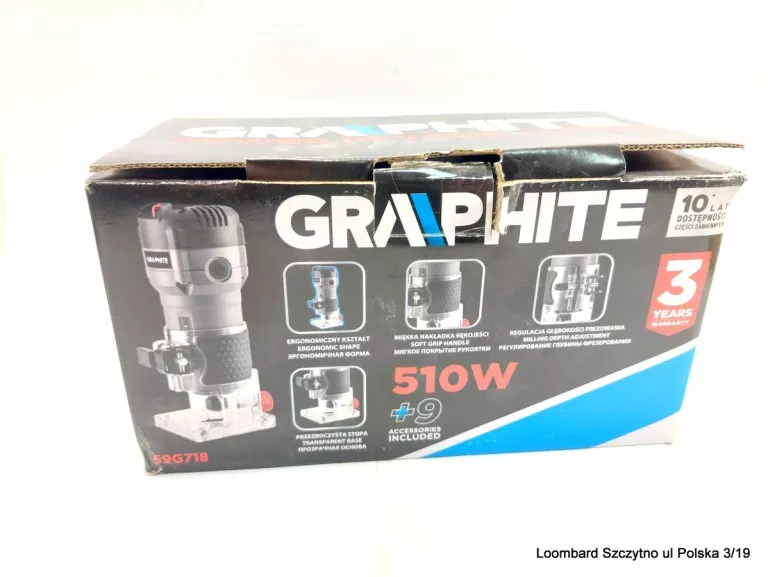 GRAPHITE FREZARKA KRAWĘDZIOWA TRYMER DO KRAWĘDZI 510W 59G718 + FREZY