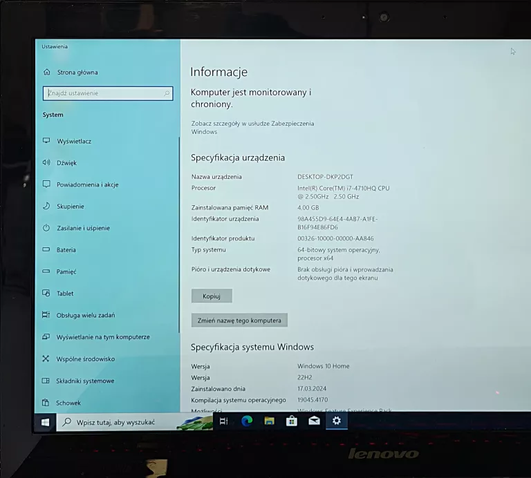 LAPTOP LENOVO Y50-70 I7-4710HQ/4GB/GTX860M
