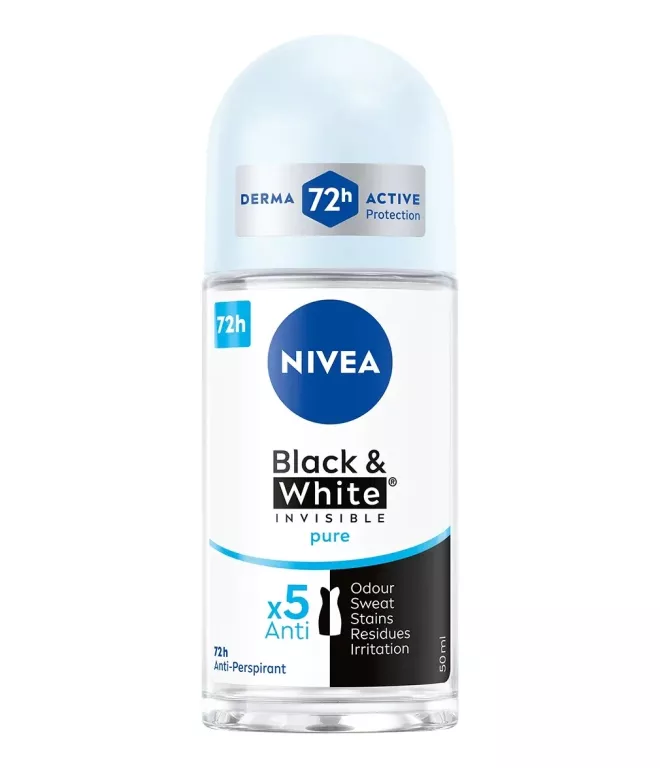 NIVEA BLACK&WHITE INVISIBLE PURE ANTYPERSPIRANT ROLL-ON 50ML