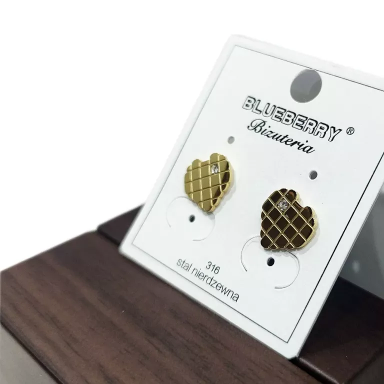 KOLCZYKI SERDUSZKA STAL CHIRURGICZNA BLUEBERRY SZTYFTY