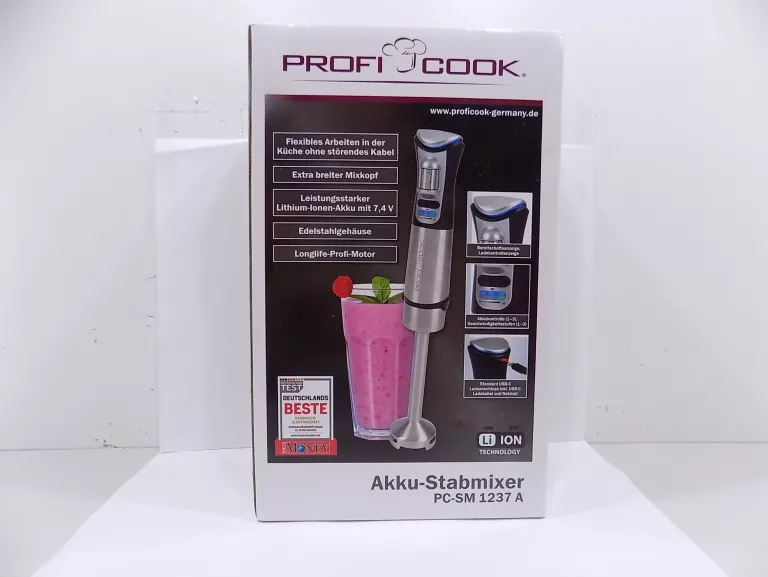 BLENDER RĘCZNY PROFI COOK PC-SM 1237 A 200W ZESTAW JAK NOWY