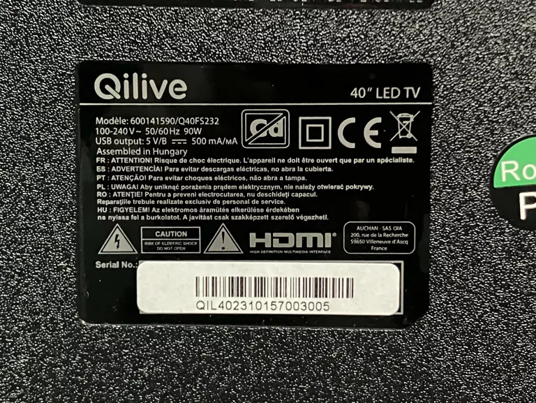 TELEWIZOR QILIVE Q40FS232 40" LED DVB-T2 H.265/HEVC SMART TV