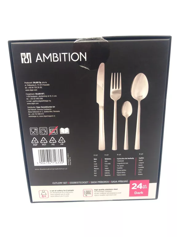 KOMPLET SZTUĆCÓW SZTUĆCE AMBITION DARK 24 EL. 24SZT