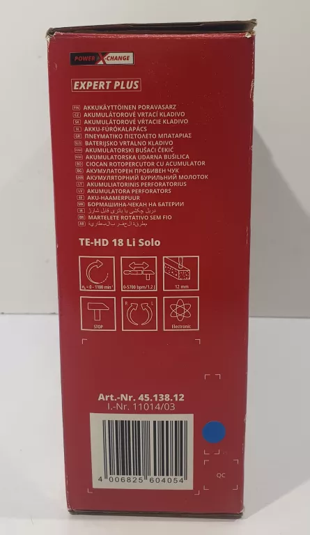 MŁOTOWIERTARKA MŁOT UDAROWY AKUMULATOROWY SDS+ TE-HD 18/12 LI-SOLO EINHELL