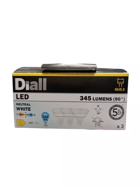 ŻARÓWKA LED DIALL MR16 345 LM 4000 K 36D 3 SZT.