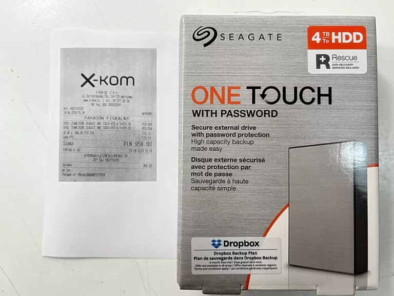 DYSK SEAGATE ONE TOUCH 4TB HDD SREBRNY, PARAGON