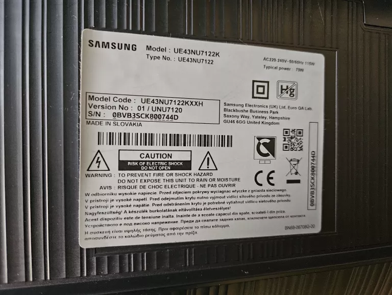 TELEWIZOR SMART TV SAMSUNG UE43NU7122 LED 4K WI-FI + PILOT