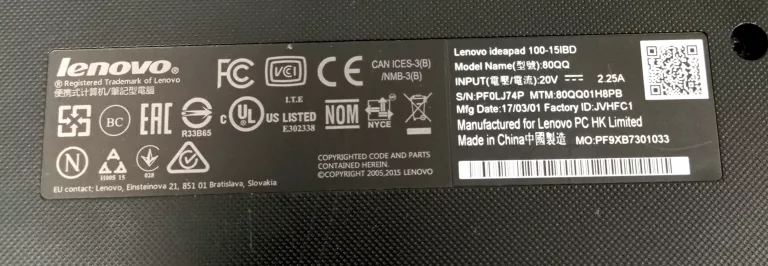 LAPTOP LENOVO IDEAPAD 100-15IBD ( 4GB / 1TB ) + ŁADOWARKA