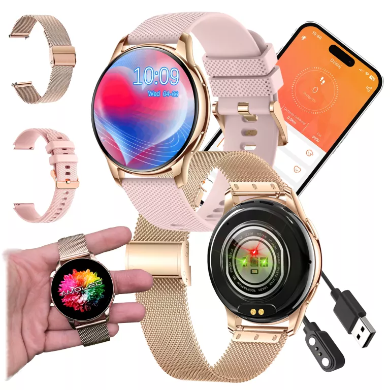 SMARTWATCH KM10 PRO AMOLED ROSE GOLD DEVILL + PUDEŁKO + DODATKOWY PASEK