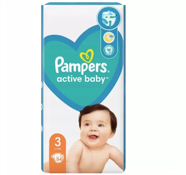 PIELUSZKI PAMPERS ACTIVE BABY ROZMIAR 3 6-10 KG 54 SZT